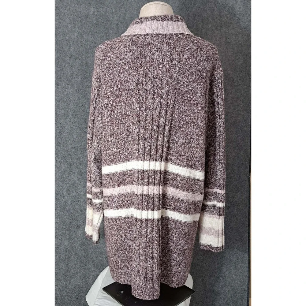 CJ Banks Long Cardigan Sweater Plus Size 2X  Purple Open Front Duster Preppy NWT